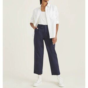 Dockers Womens High Straight Fit Ankle Weekend Chino Pants Blue Cotton Blend 34